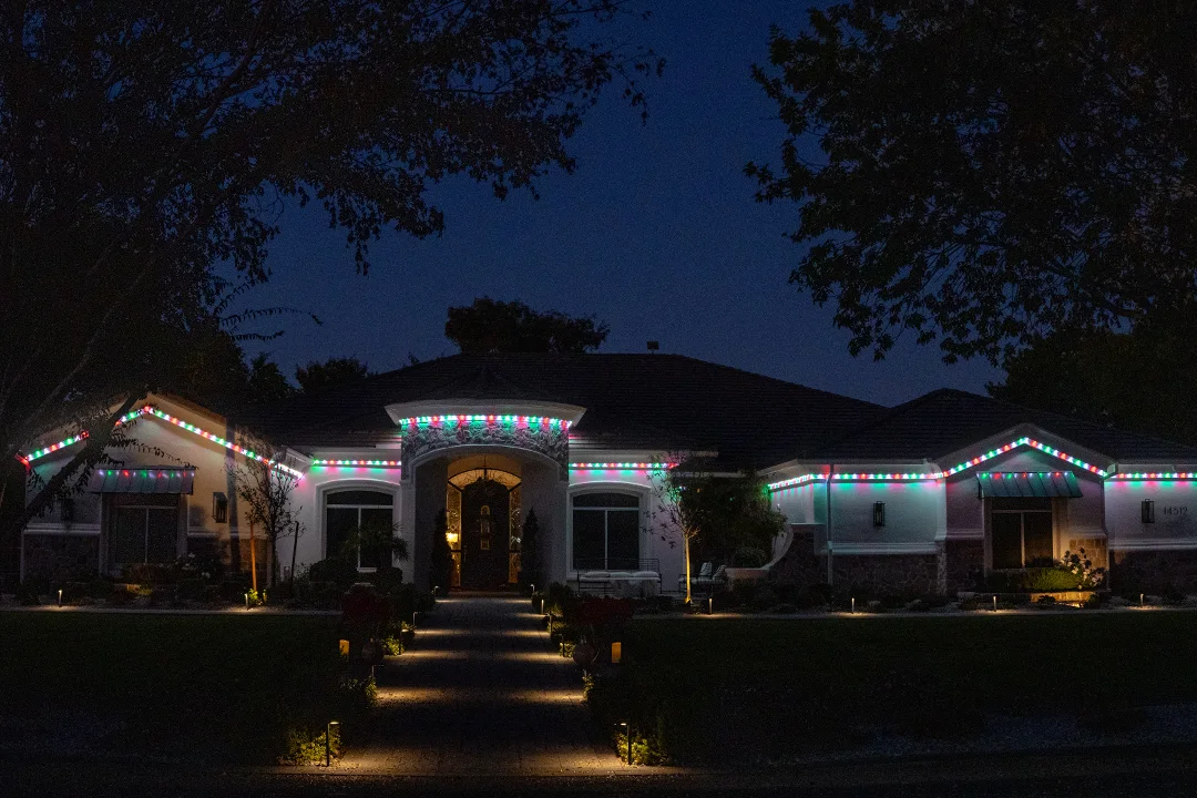 After: permanent lighting at night